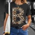 Cool Letter B Initial Name Leopard Cheetah Print T-Shirt Gifts for Her