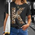 Cool Letter K Initial Name Leopard Cheetah Print T-Shirt Gifts for Her