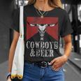 Cowboys & Beer Vintage Rodeo Bull Horn Western Country T-Shirt Gifts for Her