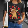 The Cream French Bulldog Dabbing Heart Valentines Day T-Shirt Gifts for Her