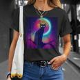 Cute Black Cat Spooky Yellow Purple Full Moon Logo T-Shirt Gifts for Her