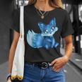 Cute Blue Sit Anime Fox Deutschland Geschenk T-Shirt Gifts for Her