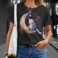 Cute Cat Crescent Moon Phases Purple Star Night Kawaii Cat T-Shirt Gifts for Her