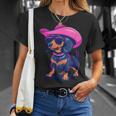 Cute Dachshund Pink Cowboy Hat Wiener Sausage Dog Puppy T-Shirt Gifts for Her