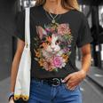 Cute Floral Calico Cat T-Shirt Gifts for Her