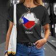 Czech Flag Cesko Heart Pride Roots T-Shirt Geschenke für Sie