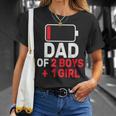 Dad Of 2 Boys And 1 Girls Low Battery Father's Day Dad T-Shirt Gifts for Her