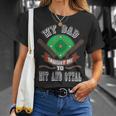 My Dad Taught Me To Hit And Steal Fun Baseball GloveT-Shirt Gifts for Her