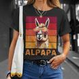 Damen Alpapa Alpaka Fan Lama Fan Liebhaberatertag Tiere Papa Mit-Ausschnitt T-Shirt Geschenke für Sie