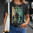 Damen Papa 2 Söhne Dad Hoch 2 Zweifacherater Mit-Ausschnitt T-Shirt Geschenke für Sie