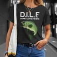 DILF Damn I Love Fishing T-Shirt Gifts for Her