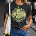Dollar All-Seeing Eye Symbol Masonic Pyramid Triangle T-Shirt Gifts for Her