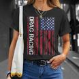 Drag Car Racing Patriotic American Flag T-Shirt Gifts for Her