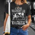 Drôle Cadeau Animal De Ferme J'aime Vraiment Les Vaches T-Shirt Cadeaux pour elle