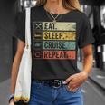 Eat Sleep Cruise Repeat Family Cruise Vacation Retro Vintage T-Shirt Gifts for Her