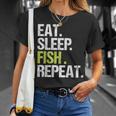 Eat Sleep Fish Repeat Fishing Fisherman Angling T-Shirt Gifts for Her