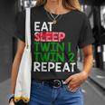 Eat Sleep Twin 1 Twin 2 Repeat Mom Of Twins For Mom T-Shirt Gifts for Her