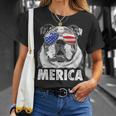 English Bulldog 4Th Of July Merica Usa Flag Retro T-Shirt Gifts for Her