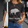 Fast Food Wildschweinjagd Lustige Tierwelt Jäger Papa T-Shirt Geschenke für Sie