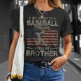 My Favorite Baseball Player Calls Me Brother American Flag T-Shirt Gifts for Her