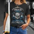 Fireman Biker Skull Never Underestimate Motorcycle T-Shirt Gifts for Her