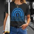 Foster Care Awareness Month Rainbow Ribbon Blue T-Shirt Gifts for Her