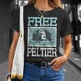 Free Leonard Peltier Blue Grunge Look T-Shirt Gifts for Her