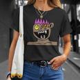 Funky Monster Gesicht T-Shirt Schwarz mit Farbakzenten Geschenke für Sie