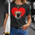 Pug Lover Dog Love Red Heart Father's Day T-Shirt Gifts for Her