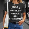 Whiskey Cigars Whiskey Steak & Freedom T-Shirt Gifts for Her