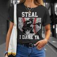 Girls Softball Catcher Steal I Dare Ya Player T-Shirt Gifts for Her