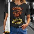 Gobble Til You Wobble Dabbing Turkey Thanksgiving Day T-Shirt Gifts for Her