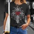 Gothic Cross And Rose Bright Colorful Beautiful On T-Shirt Gifts for Her