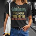 Grumpa The Man The Myth The Bad Influence Father's Day T-Shirt Gifts for Her