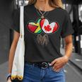 Guyanese Canadian Flags Inside Hearts With Roots T-Shirt Gifts for Her