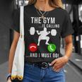 Gym Is Calling Workout Fitness Bodybuilding Weight Lifting T-Shirt Gifts for Her