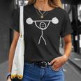 Gym Fitness Stickman Weight Lifting Squat Women T-Shirt Gifts for Her