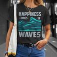 Happiness Comes In Waves Cool Vintage Surfer Surf T-Shirt Gifts for Her