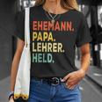 Herren Ehemann Papa Lehrer Held Retro-Jahrgangatertag T-Shirt Geschenke für Sie