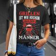 Herren Grillen Ist Kochen Für Männer Grillmeister Spruch Papa Opa T-Shirt Geschenke für Sie