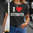 I Love Automats Schwarzes T-Shirt, Herz-Motiv Design Geschenke für Sie