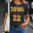 Iowa 22 Golden Yellow Sports Team Jersey Number T-Shirt Gifts for Her