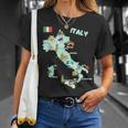 Italy Map Italian Landmarks Hand Drawn Symbols Cities Flag T-Shirt Gifts for Her