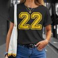 Jersey 22 Golden Yellow Sports Team Jersey Number 22 T-Shirt Gifts for Her