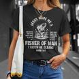 Jesus Made Me A Fisher Of Man Christian Fishing Fathers Day T-Shirt Gifts for Her