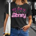 My Job Is A Library Retro Pink Style Reading Books Librarian T-Shirt Gifts for Her