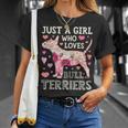 Just A Girl Who Loves Bull Terriers Dog Silhouette Flower T-Shirt Gifts for Her