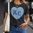 Kansas City Heart Kc Hearts I Love Kc Letters Blue Vintage T-Shirt Gifts for Her