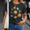 Kawaii Solar System Niño Lindo Planetas Cumpleaños Niños Camiseta unisex Regalos para ella