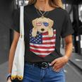 Labrador Dog Peeking Pocke Patriotic Father Men T-Shirt Gifts for Her